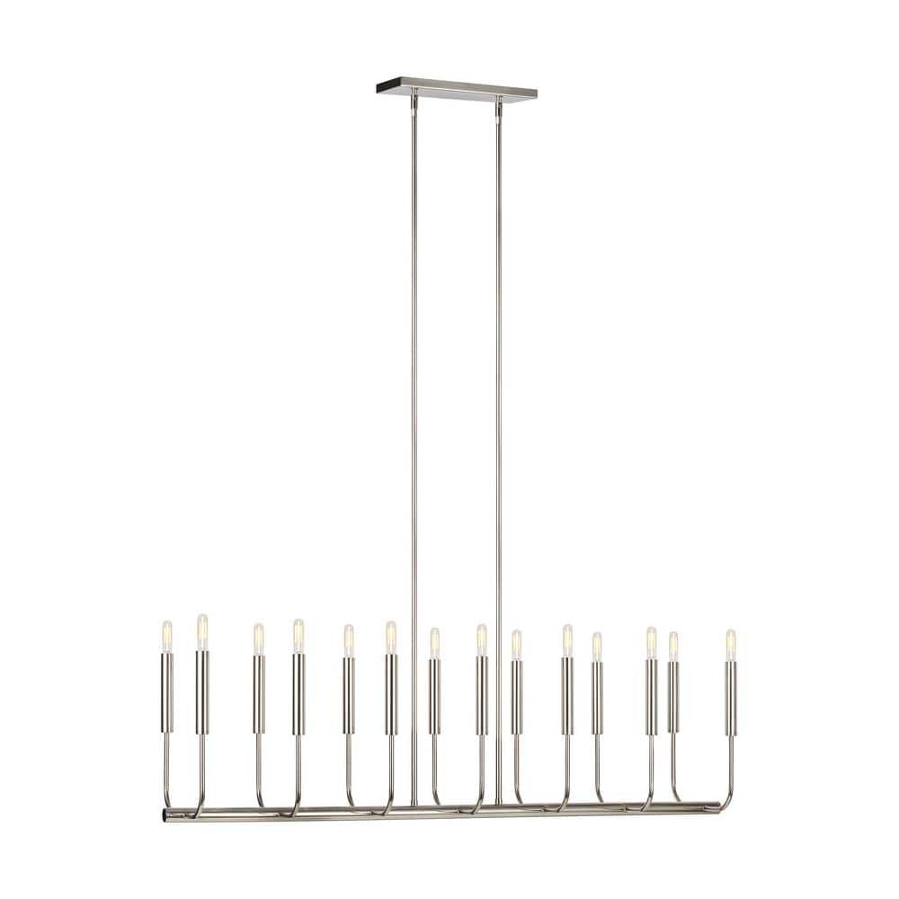 Brianna Polished Nickel 14-Light Linear Chandelier