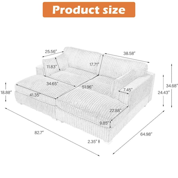 Have a question about Uixe 82.7 in. Modern Square Arm Faux Rabbit