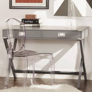 42 in. Frost Grey X Base Wood Accent Campaign Writing Desk
