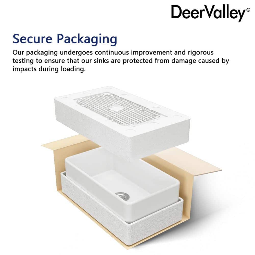 33"L x 20"W Farmhouse Kitchen Sink Deep Single Bowl Fireclay Workstation Sink with Cutting Board and Dish Drying Rack