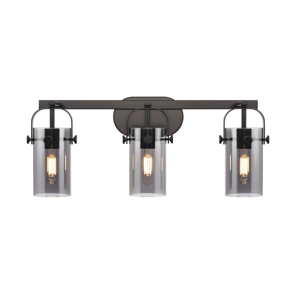 Pilaster II Cylinder 24.88 in. 3-Light Matte Black Vanity Light with Black Glass Shade price history on PriceWatchPro