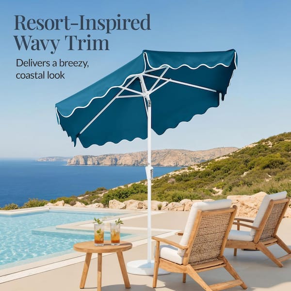 7.5 ft steel market patio umbrella in trellis chili ABCCANOPY Outdoor 8 Ribs for Pool 7.5FT, 9FT, 10FT 9FT / Dark Gray supported by 6 powder steel umbrella bones Steel Triple Vent Market Patio