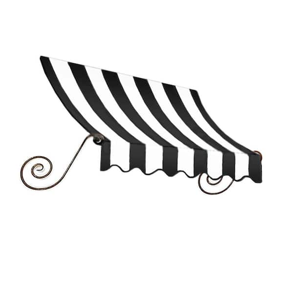AWNTECH 6.38 ft. Charleston Fixed Awning 76.5 in. W x 36 in. H x 24 in. D Acrylic Fabric in Black/White Stripe