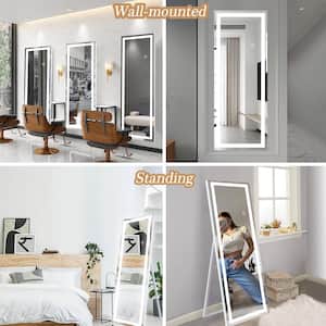 24 in. W x 65 in. H Full Length Mirror Floor Mirror with Crystal Light Leaning Mirror