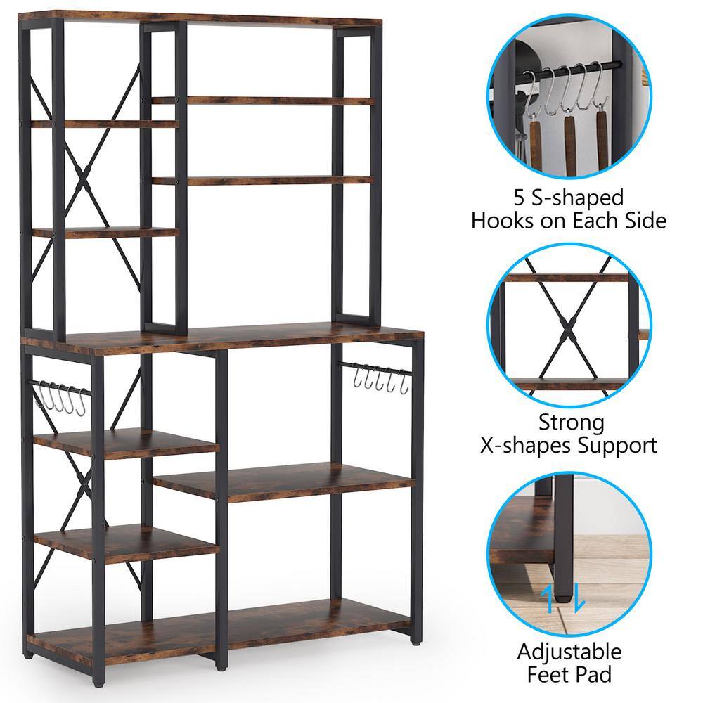 Vintage Brown and Black Wood 5-Tier Industrial Closet Organizer System