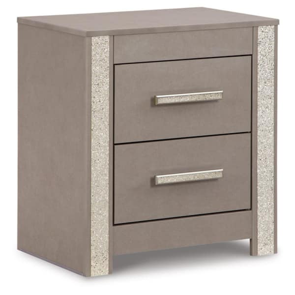 Signature Design By Ashley Surancha Gray 2 Drawer 24 in. W Nightstand