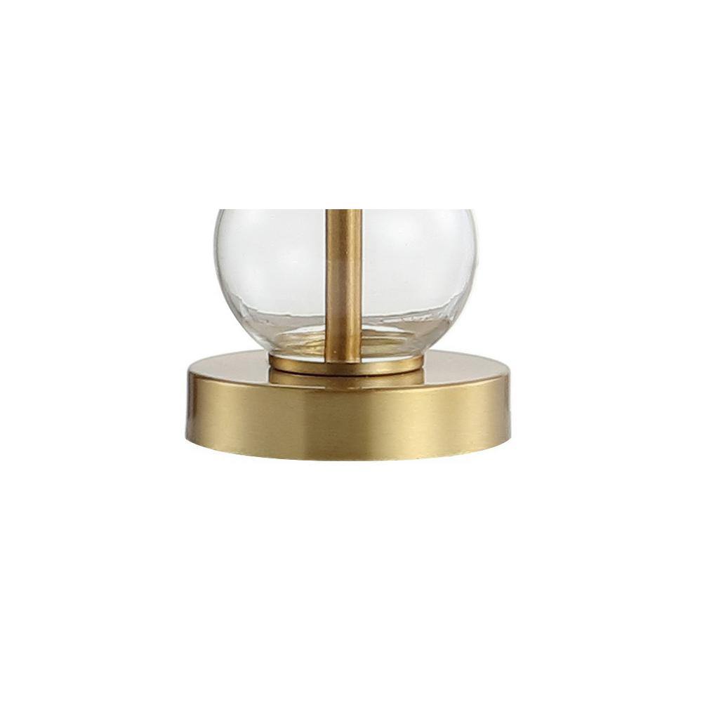21" Brass Gold and White Glass Table Lamp