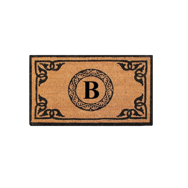 Unbranded A1HC First Impression Hand Crafted Geneva 24 in. x 39 in. Coir Double Border Monogrammed B Non-Slip Outdoor Door Mat