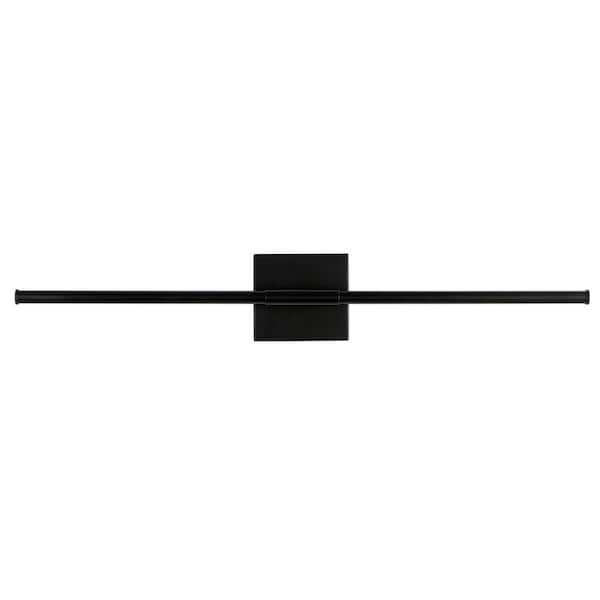 Makena 28 in. 1-Light Black Metal Dimmable Integrated LED Metal Wall Sconce