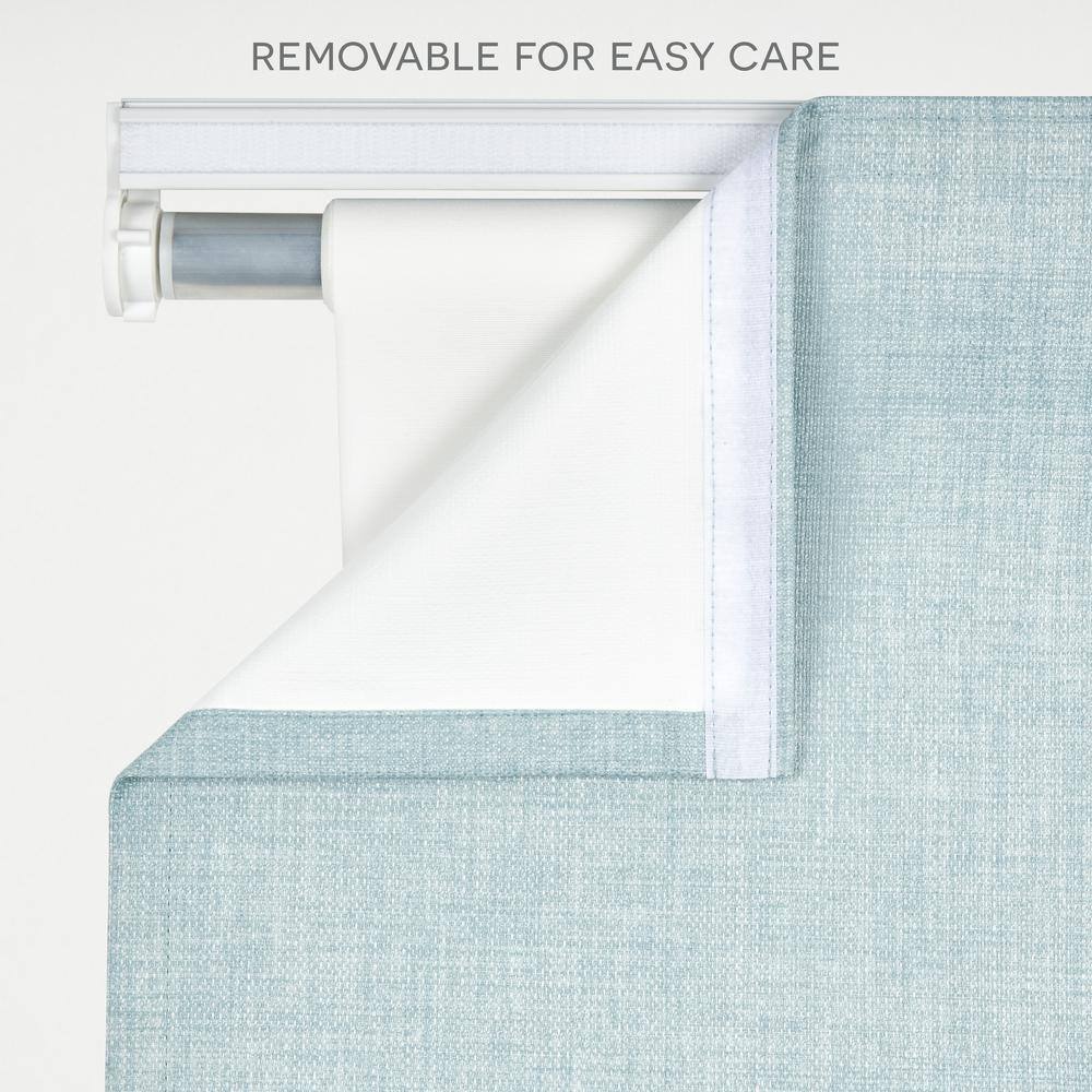 Acadia Aqua Cordless Blackout Roman Shade with Linen Look Fabric, 34" x 64"