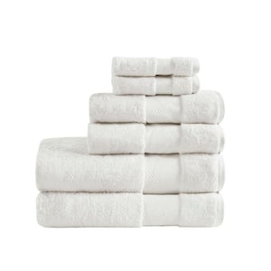 Turkish 6-Piece White Cotton Bath Towel Set