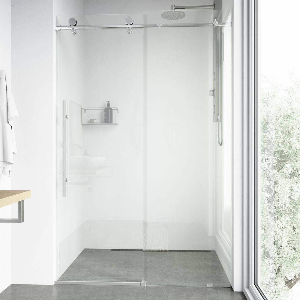 Elan E-Class Frameless Chrome Sliding Shower Door with Clear Glass