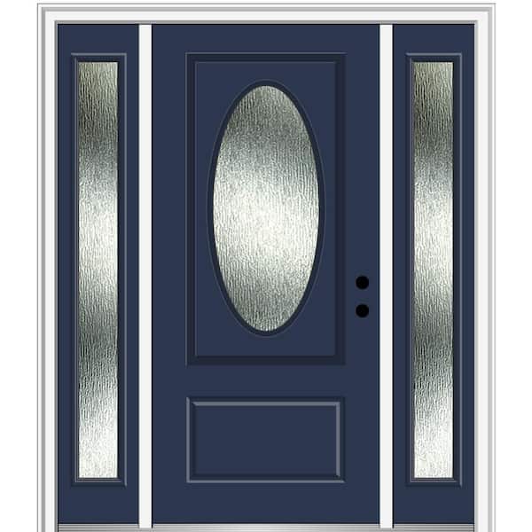 MMI Door 60 in. x 80 in. Left-Hand Inswing Rain Glass Naval Fiberglass Prehung Front Door on 4-9/16 in. Frame