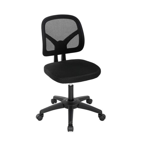 sumyeg Ergonomic Black Rolling Fabric Swivel Office Task Chair Seating with Lumbar Support