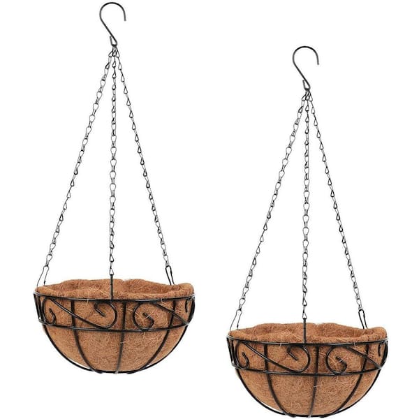 2-Pack 12 in. Metal Hanging Baskets for Plants Outdoor, Hanging Planters  Basket for Garden BYYHBA04 - The Home Depot
