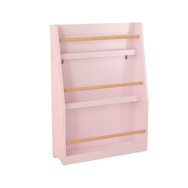 3-Shelf Pink MDF Open Storage Bookshelf, Kids Bookcase Magazine Rack for Living Room, Bedroom, Home Office