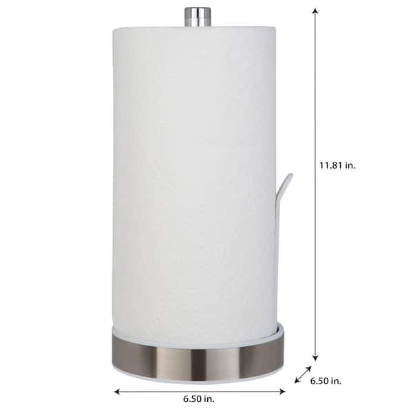 Home Basics Heavy-Weight Cast Iron Free Standing Paper Towel Holder with  Dispensing Side Bar in White HDC63933 - The Home Depot