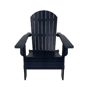 Vineyard Recycled HIPS Navy Blue Outdoor Plastic Adirondack Patio Chair with Ottoman