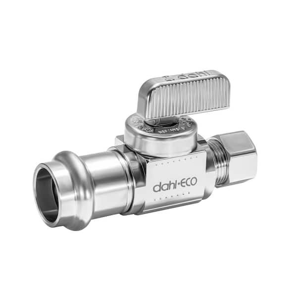 1/2 in. Female Press Inlet x 3/8 in. Compression Outlet 1/4-Turn Straight Stop