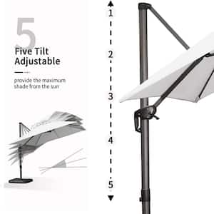 10 ft. Square Outdoor Patio Cantilever Umbrella Aluminum Offset 360° Rotation Umbrella in White