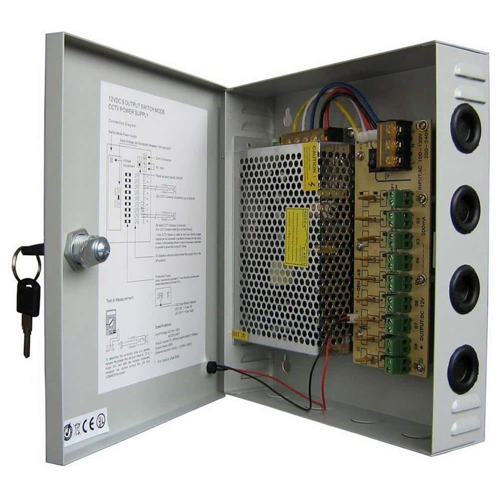 Amfibisch vonnis Sandalen SPT 9-Port DC12V 15 Amp CCTV Power Supply Box 15-PB915AA - The Home Depot