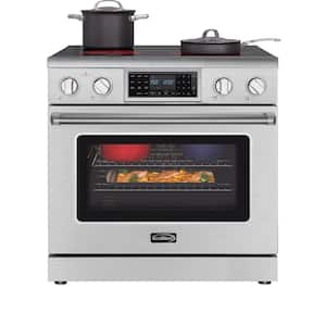 36 in., 4.3 cu. ft. 5 Elements, Freestanding Electric Range with Convection Oven in Stainless Steel with Legs