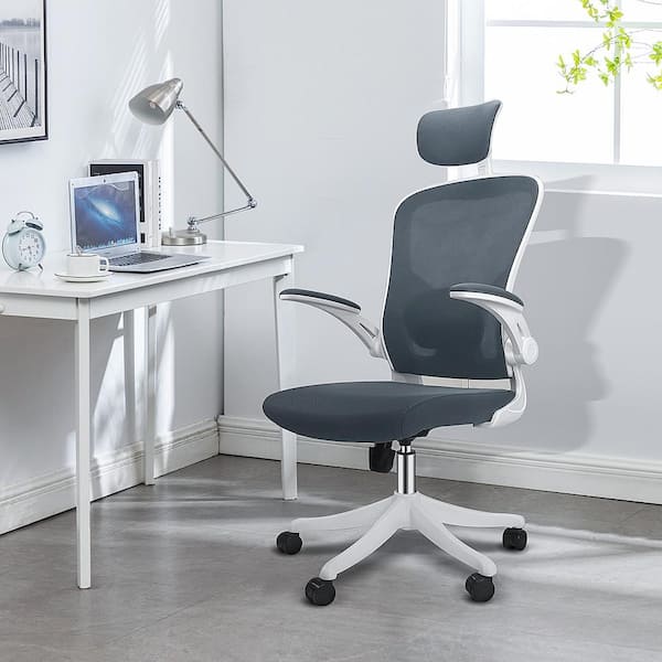 Monhey Ergonomic Office Chair with Lumbar Support & Headrest & Flip-up Arms  Height Adjustable Rocking Home Office Desk Swivel High Back Computer Chair