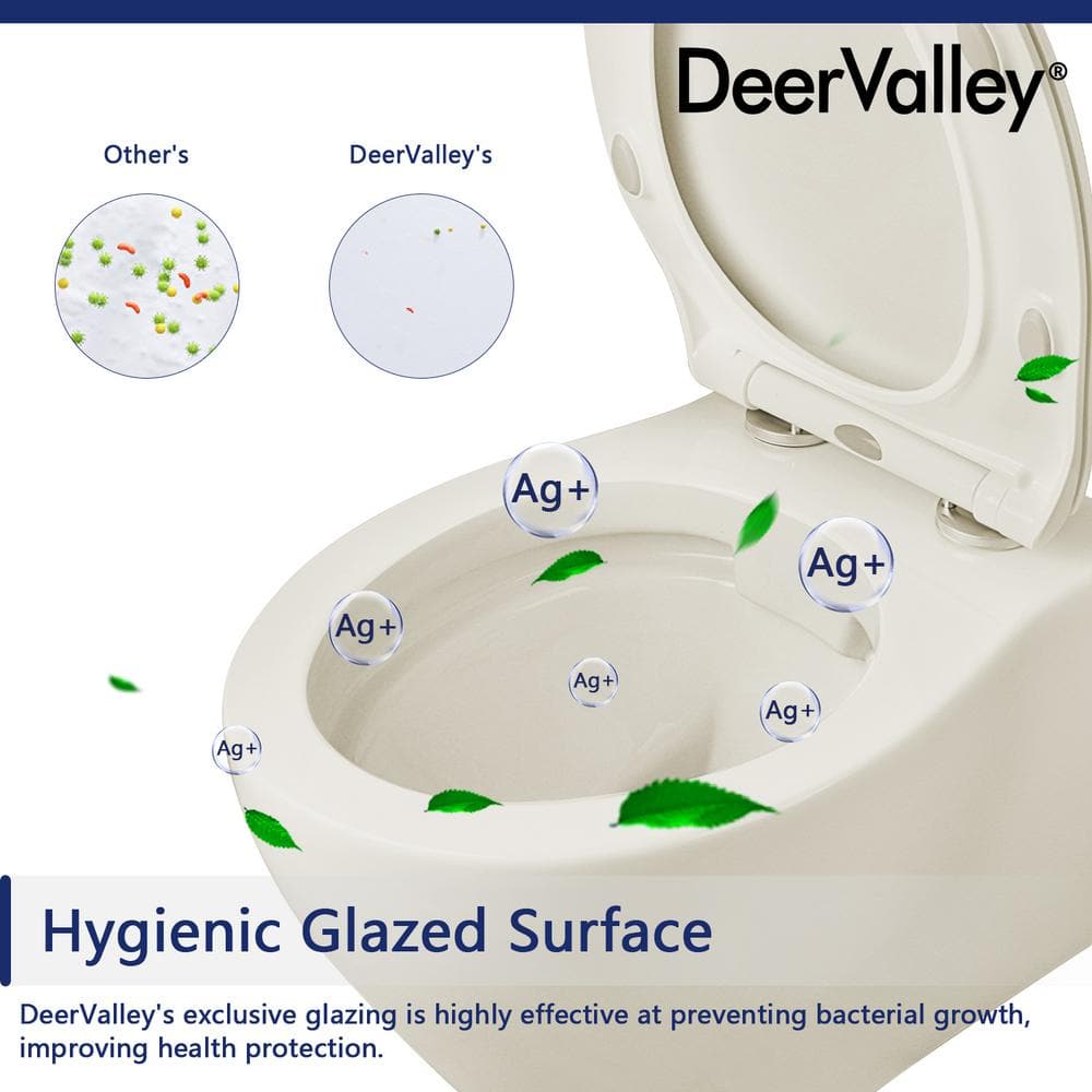 Beige Ceramic Wall-Hung Elongated Toilet with Slow-Close Seat