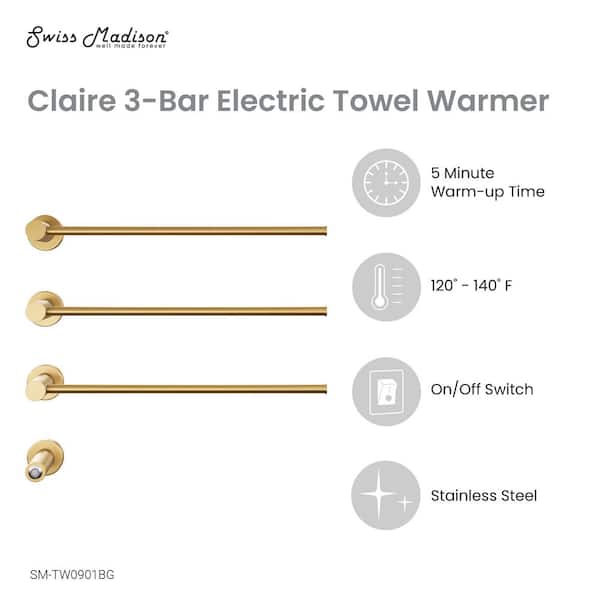 Claire 3-Bar Electric Towel Warmer in Brushed Gold