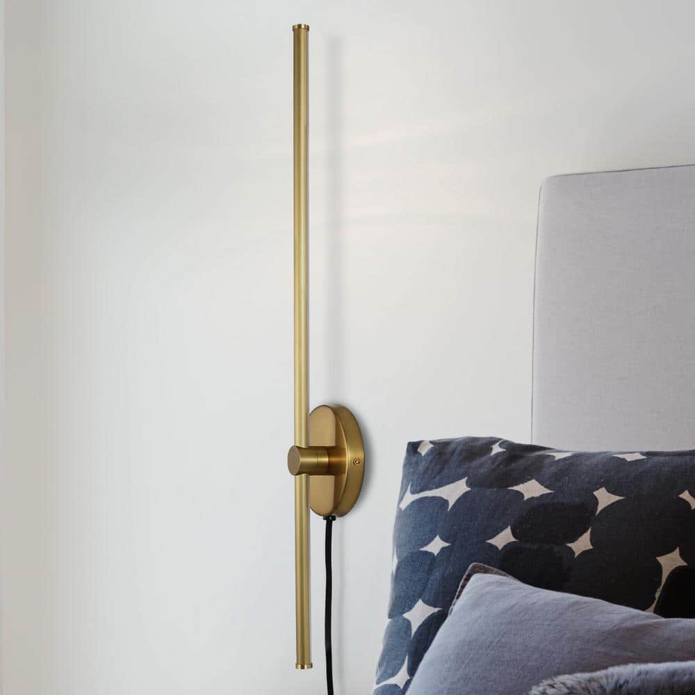 Anton 27.25" Brass Gold Modern Adjustable LED Wall Sconce
