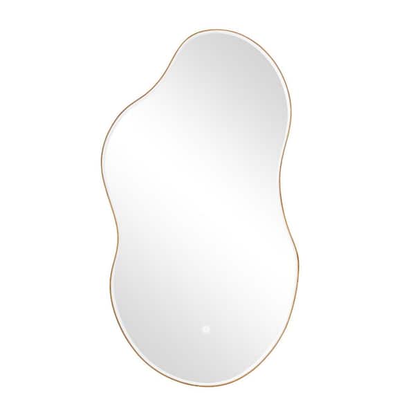 Gold 23 in. W x 43.1 in. H Asymmetrical Metal Frame LED Mirror