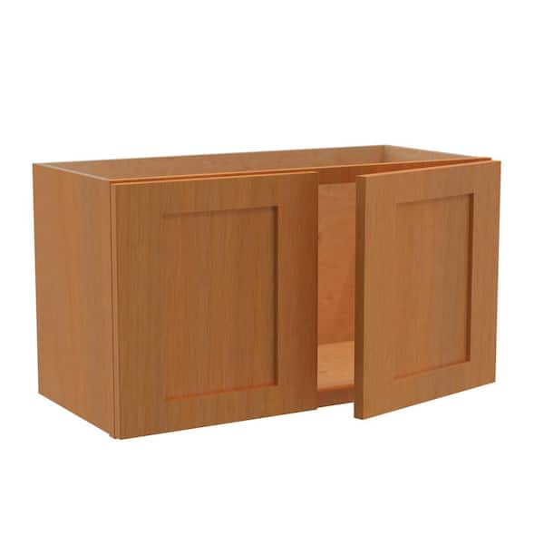 Home Decorators Collection Newport 27 in. W x 12 in. D x 15 in. H Assembled Plywood Wall Bridge Kitchen Cabinet in Cinnamon with Soft Close