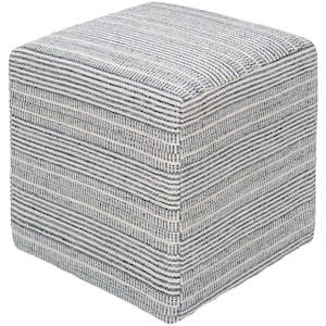 Liliana Blue Cottage 16 in. L x 16 in. W x 18 in. H Cotton Pouf