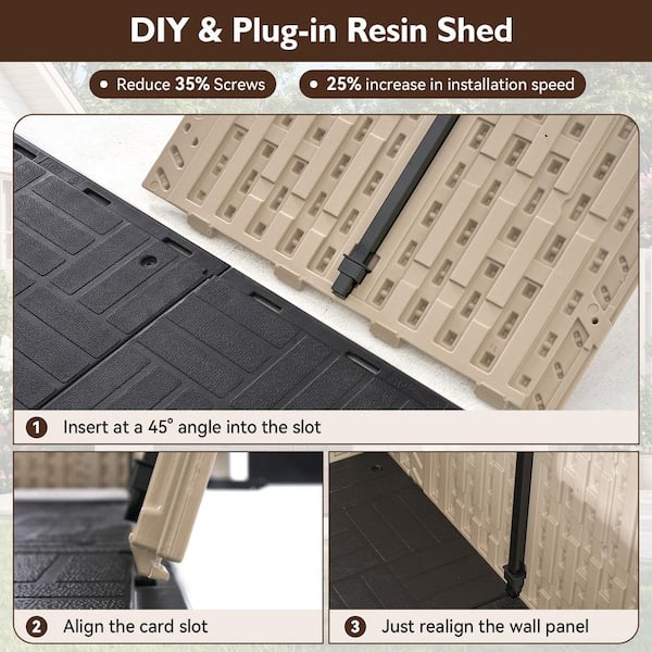Sizzim 8 ft. W x 10 ft. D Outdoor Gray Resin Storage Plastic Shed