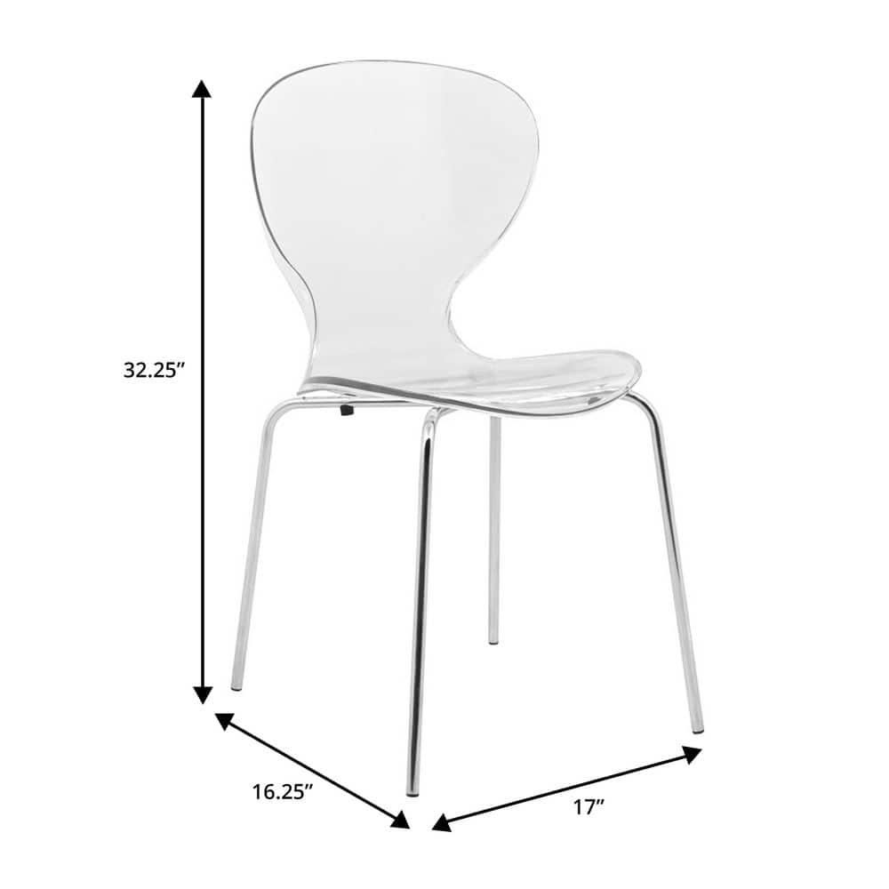 Elegant Oyster 20" Clear Acrylic Modern Minimalistic Side Chair