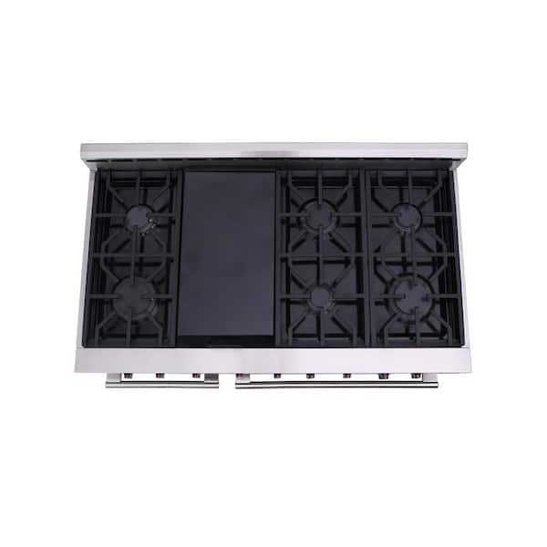 Entree 48 in. 7.2 cu. ft. Professional Style Dual Fuel Range with Convection Oven in Stainless Steel and Black