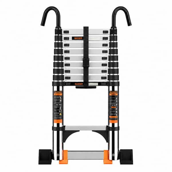 9.5 ft. Lightweight Steel Extension Ladder with Stable Hook, Stabilizer Bar and Non-Marring Feet, 330 lbs. Load Capacity