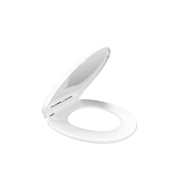 Glacier Bay Round Front Slow-Close Closed Front Toilet Seat in White
