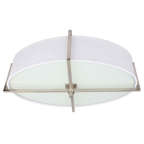 Unbranded Efraim 24 in. W with 6-Lights Brushed Nickel Finish Flush Mount