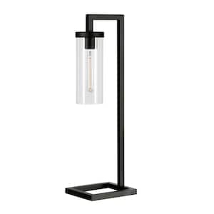 Malva 26 in. Blackened Bronze Table Lamp with Clear Glass Shade
