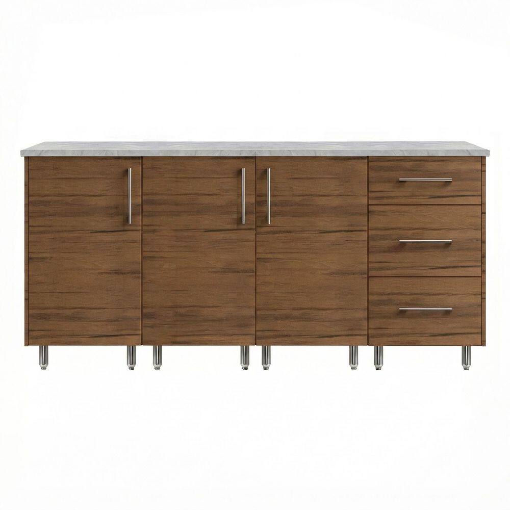 Midday 74.5 in. W Propane Grill Island in Miami Teak Brown with 3-Drawer Base and 2-Rot Cabinet price history on PriceWatchPro