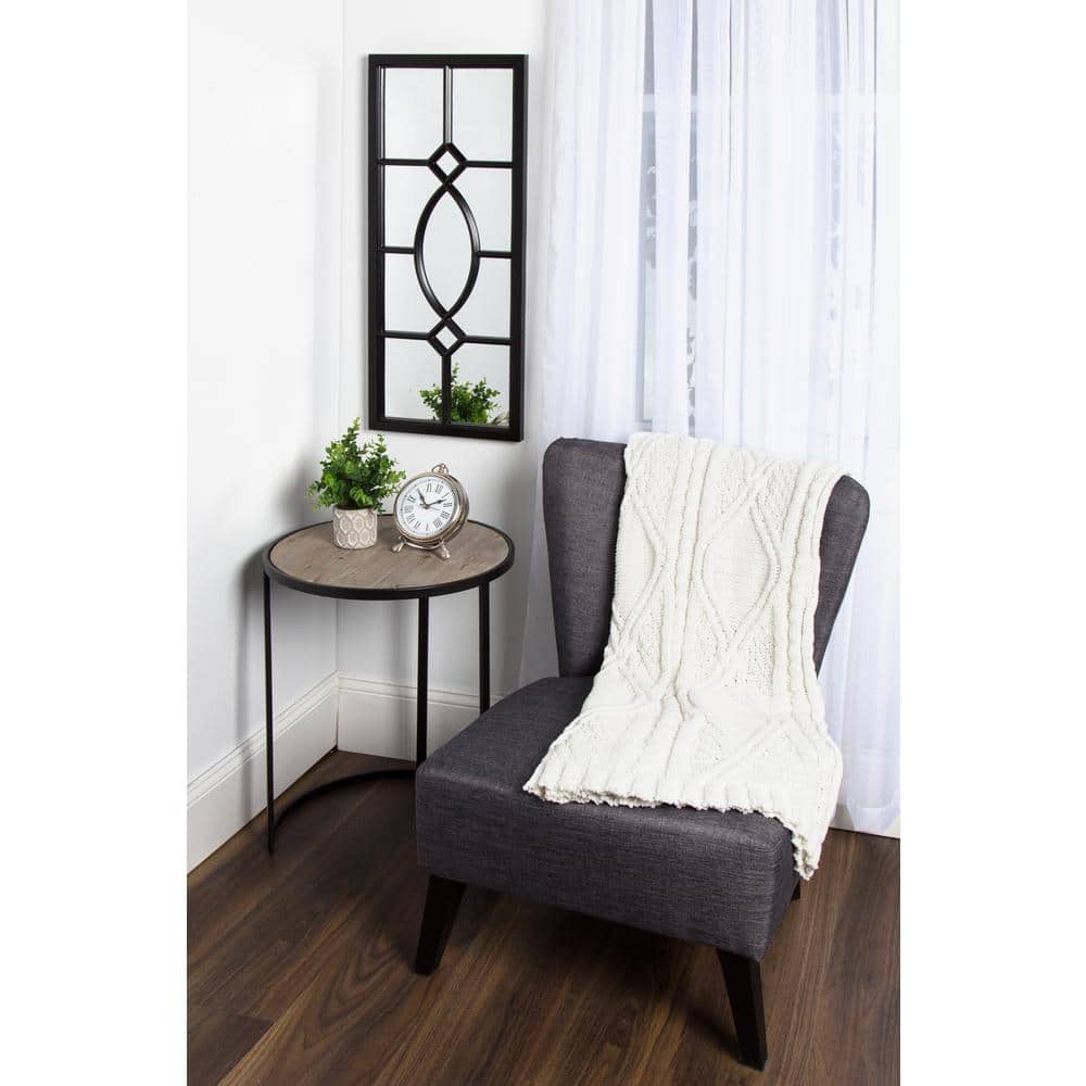 Cassat Contemporary Black Windowpane Full-Length Wall Mirror