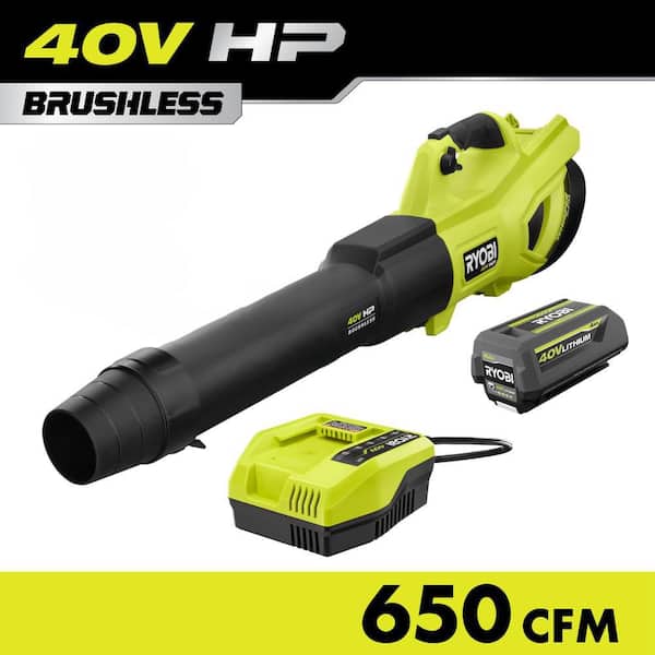40V HP Brushless Whisper Series 160 MPH 650 CFM Leaf Blower Cordless with 4.0 Ah Battery and Charger