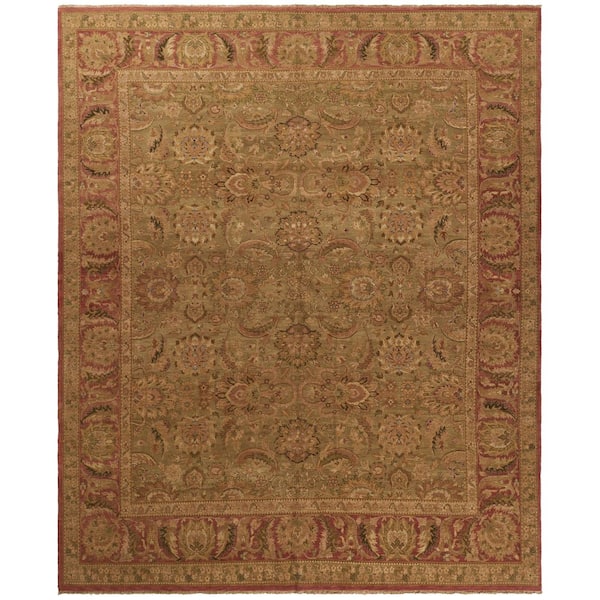 Old World 6 ft. x 9 ft. Light Green/Rust Ornate Area Rug