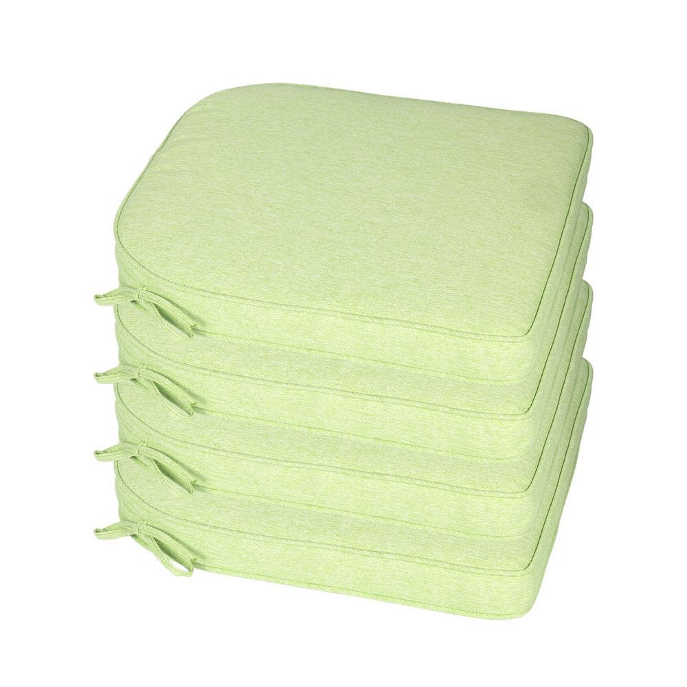 21 in. x 21 in. Square Updated Fabric Outdoor Dining Chair Seat Cushion Pads w/Ties and Zipper in Green (4-Pack) price history on PriceWatchPro