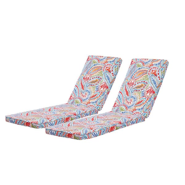 TIRAMISUBEST 22.05 in. x 2.76 in. 2-Piece Outdoor Lounge Chair Chaise Lounge Replacement Cushions in Flower Patterned