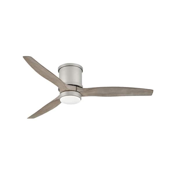 HINKLEY Hinkley Hover 52" 6-Speed Indoor/Outdoor Flush Mount Ceiling Fan with Light, Brushed Nickel