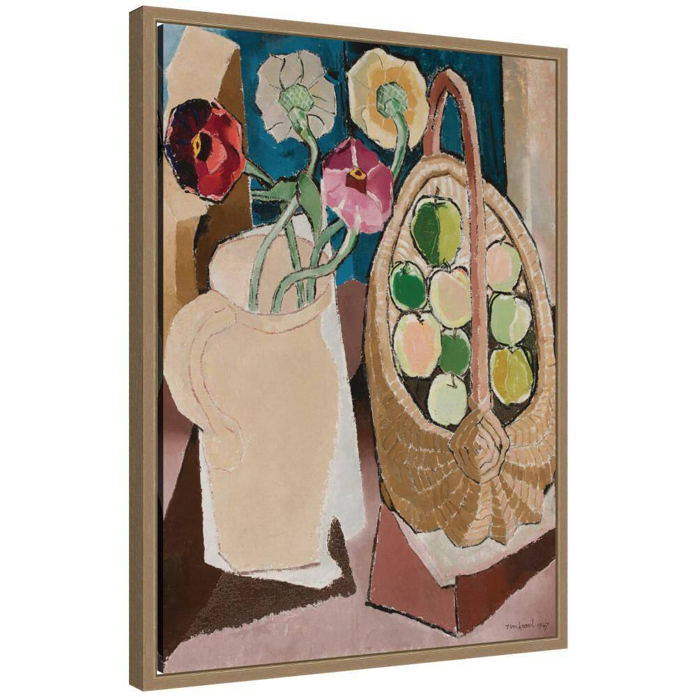 "Sylvie ""Still Life Romuald Kamil Witkowski"" by Nostalgia Prints Flowers Framed Canvas Art Print 24 in. x 18 in." price history on PriceWatchPro