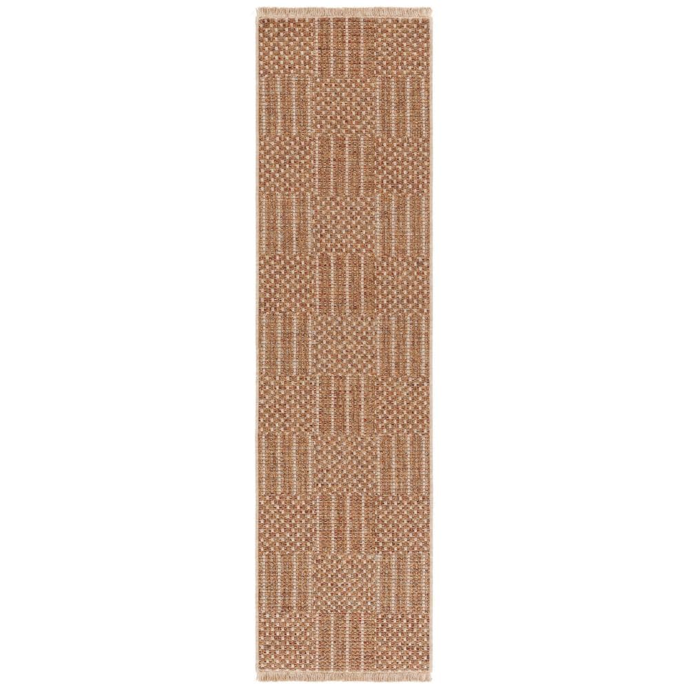 SAFAVIEH Wicker 2 ft. x 8 ft. Natural/Brown Geometric Runner Rug ...