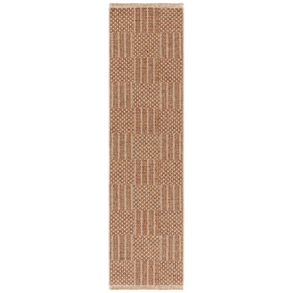 SAFAVIEH Wicker 2 ft. x 8 ft. Natural/Brown Geometric Runner Rug